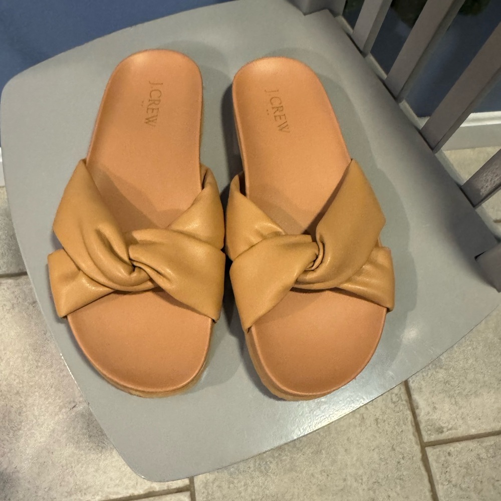J.Crew Factory Tan Knotted Slide Sandals - Women's Size 7
